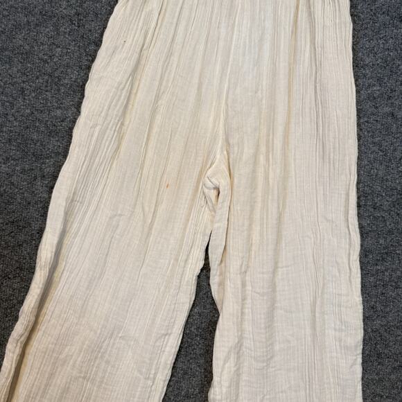Abercrombie & Fitch Pants Womens Small White Smocked Waist Wide Leg Boho Beach - Picture 6 of 12